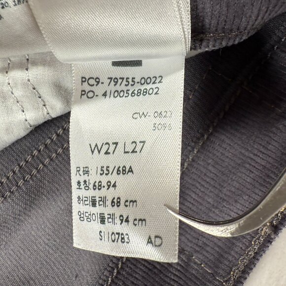Levis Ribcage Straight Ankle Pants Women Size 27 Gray Corduroy High Rise 28x26 - Picture 12 of 16